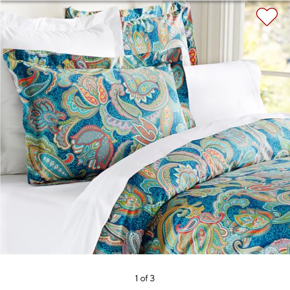 Pottery Barn Ana Paisley Blue Duvet and Shams Full/Queen